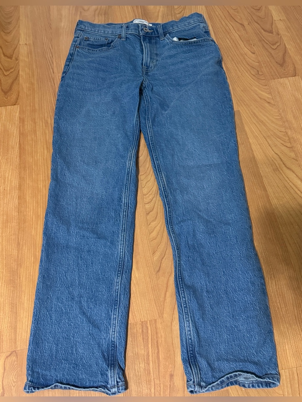 Abercrombie & Fitch Womens 90s Straight Mid Rise Jeans Blue Denim Size 28 Reg